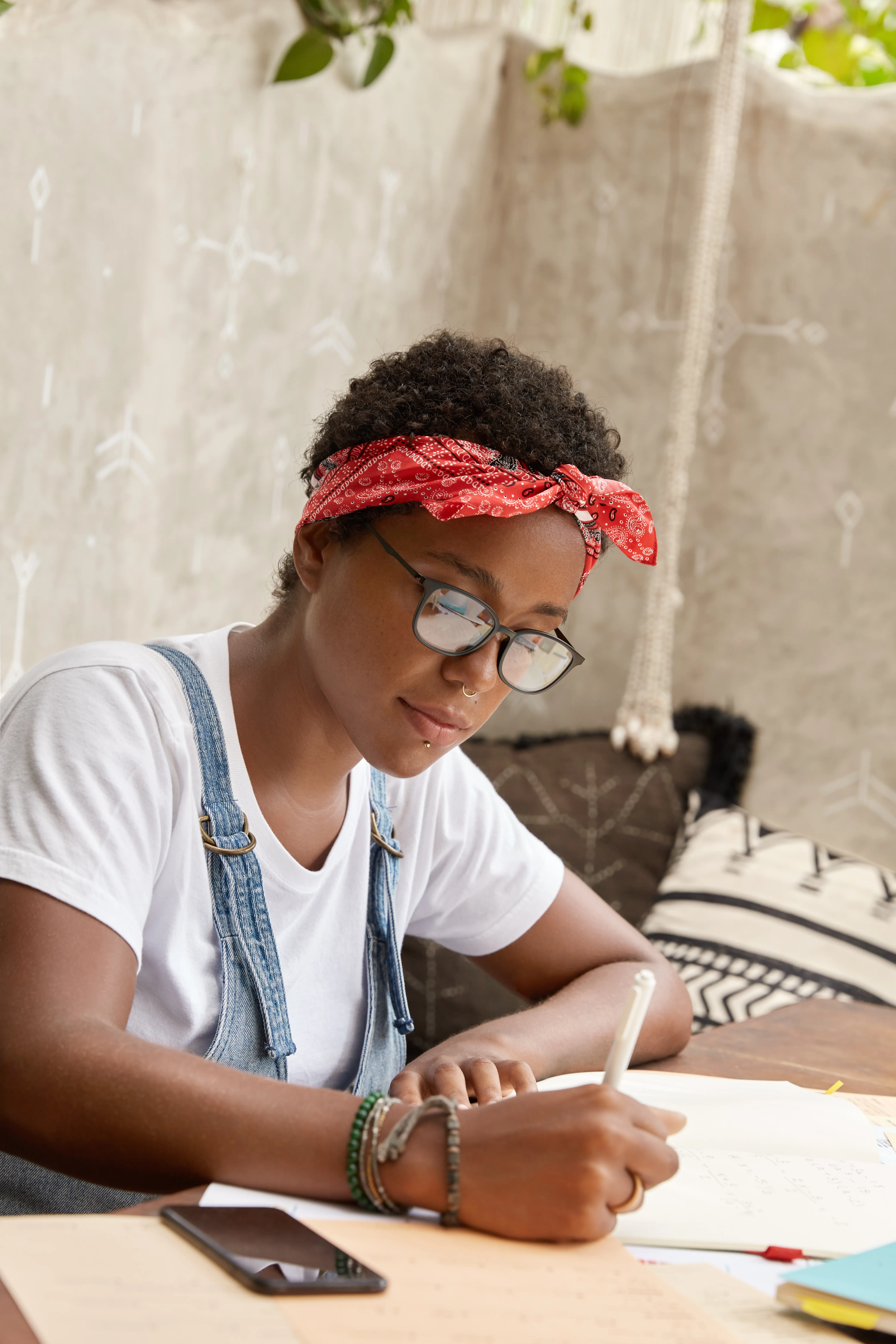Student studying in the library